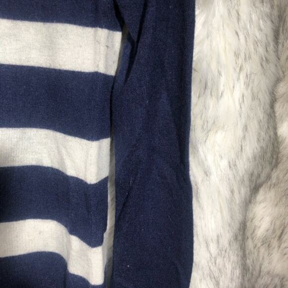 Gap dark blue white striped button up v-neck cardigan sweater - Picture 6 of 8